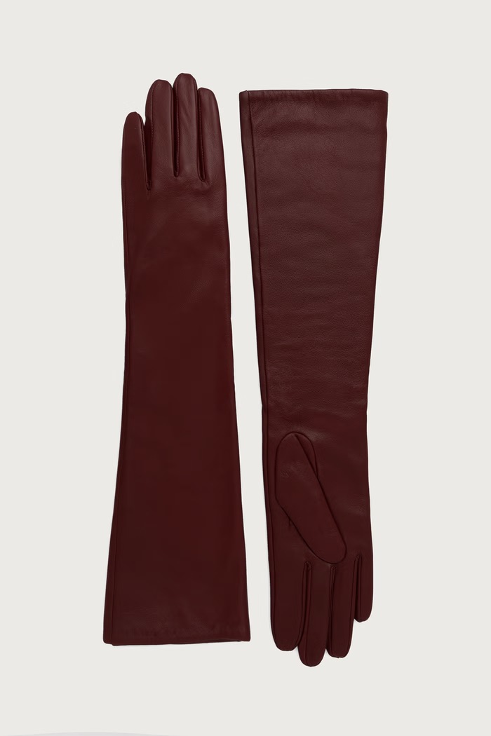 Answear.LAB Rękawiczki damskie skórzane bordowy gloves1.cjk
