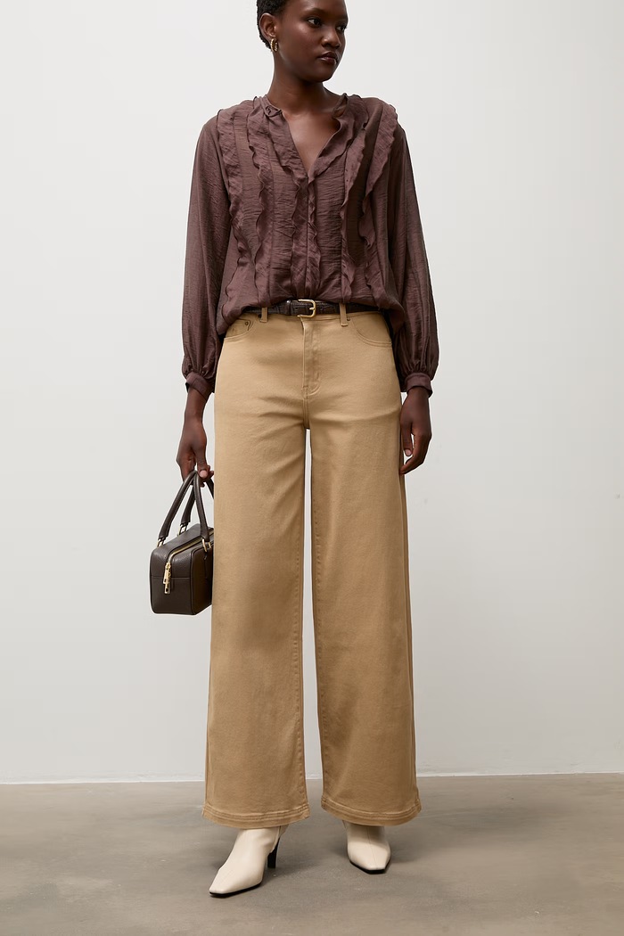 Answear.LAB Jeansy wide leg damskie brązowy 8516.hak