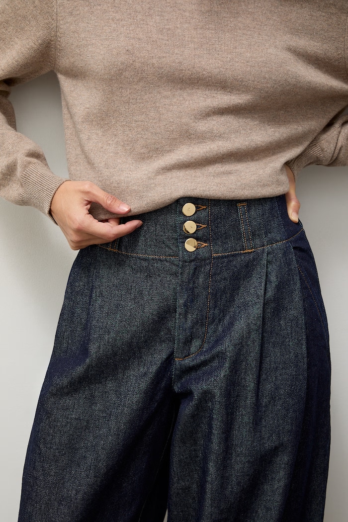 Jeansy wide leg damskie Answear.LAB PM1687.tok granatowy