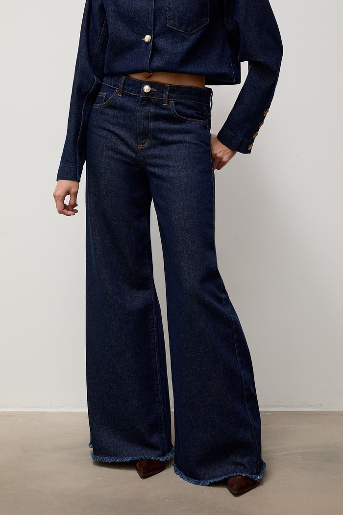 Jeansy wide leg damskie Answear.LAB PN1753.tok granatowy
