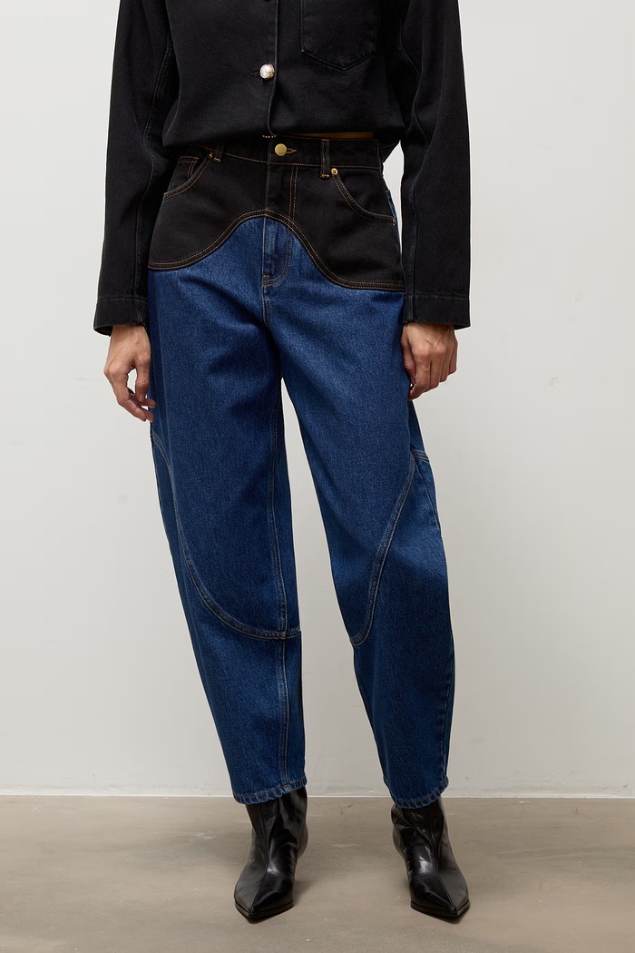Jeansy barrel damskie Answear.LAB PN1748.tok granatowy