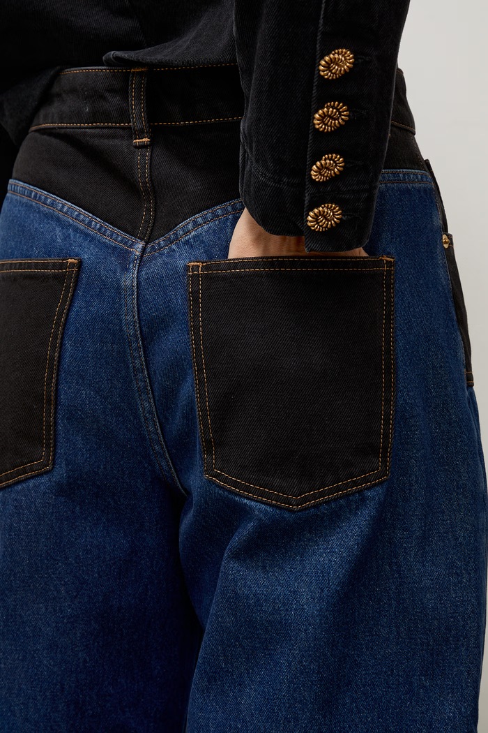 Jeansy barrel damskie Answear.LAB granatowy PN1748.tok