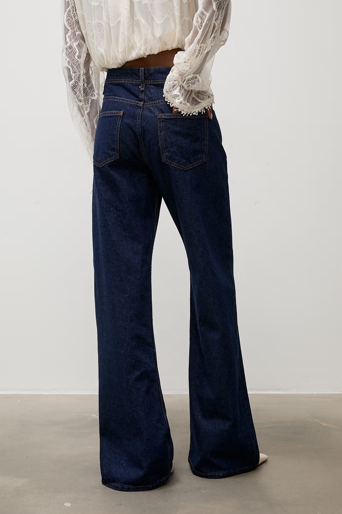 Odzież Answear.LAB jeansy wide leg damskie 959 granatowy