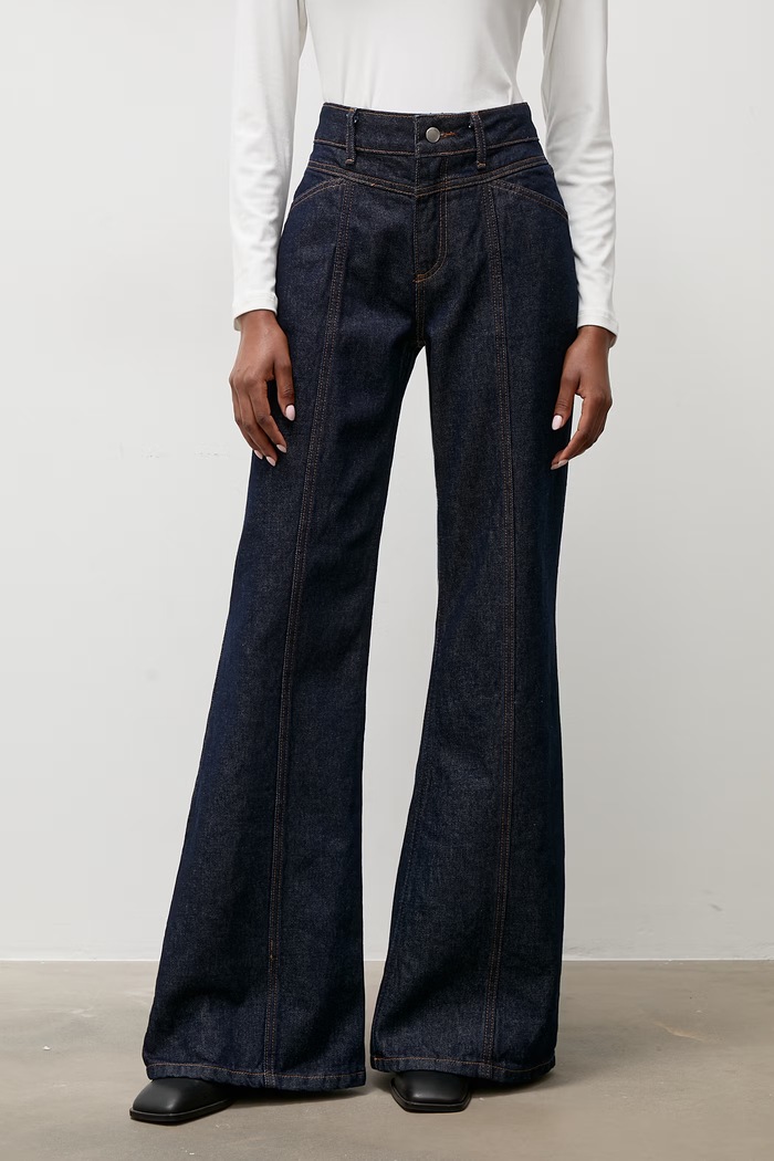 Answear.LAB Jeansy wide leg damskie granatowy navy.zdn.tok