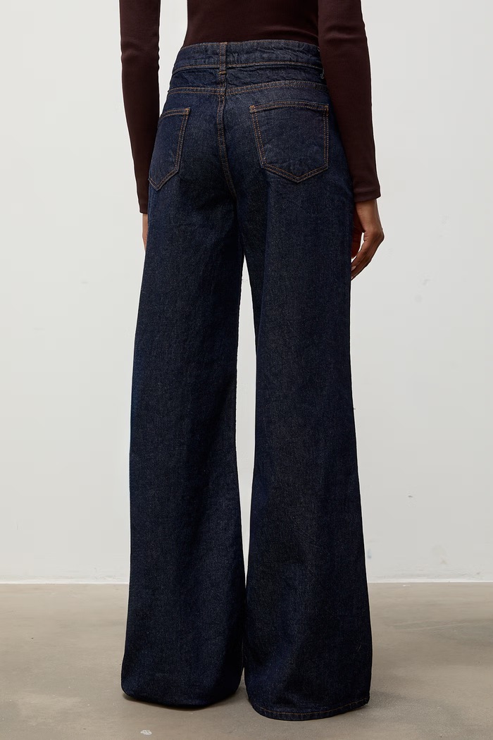 Jeansy wide leg damskie Answear.LAB navy.zdn.tok granatowy
