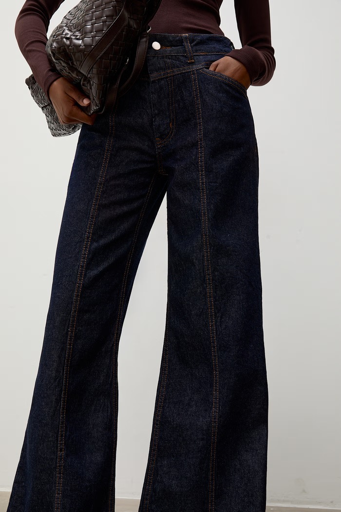 Jeansy wide leg damskie Answear.LAB granatowy navy.zdn.tok