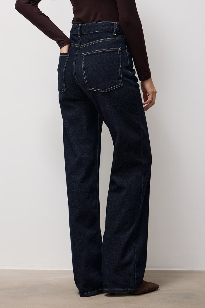 Odzież Answear.LAB Jeansy straight damskie 488.tok granatowy