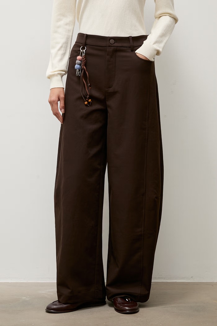 Answear.LAB spodnie wide leg damskie z bawełną 661872.hak brązowy WA26