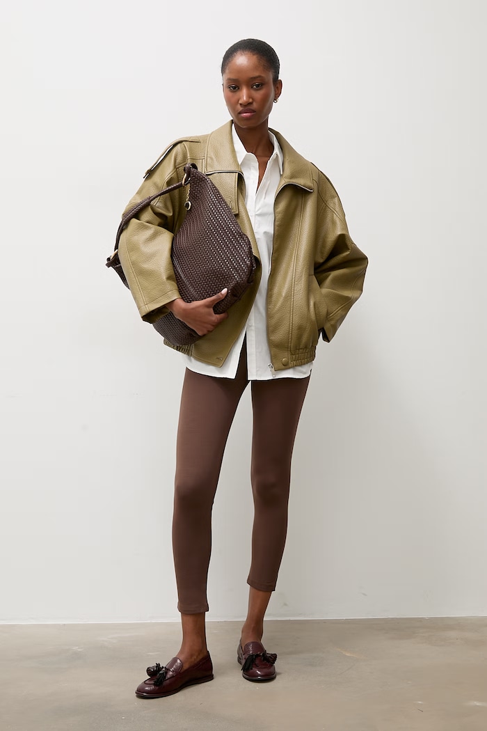 Answear.LAB Legginsy damskie bawełniane z elastanem ASC-2779.fjk brązowy WA26