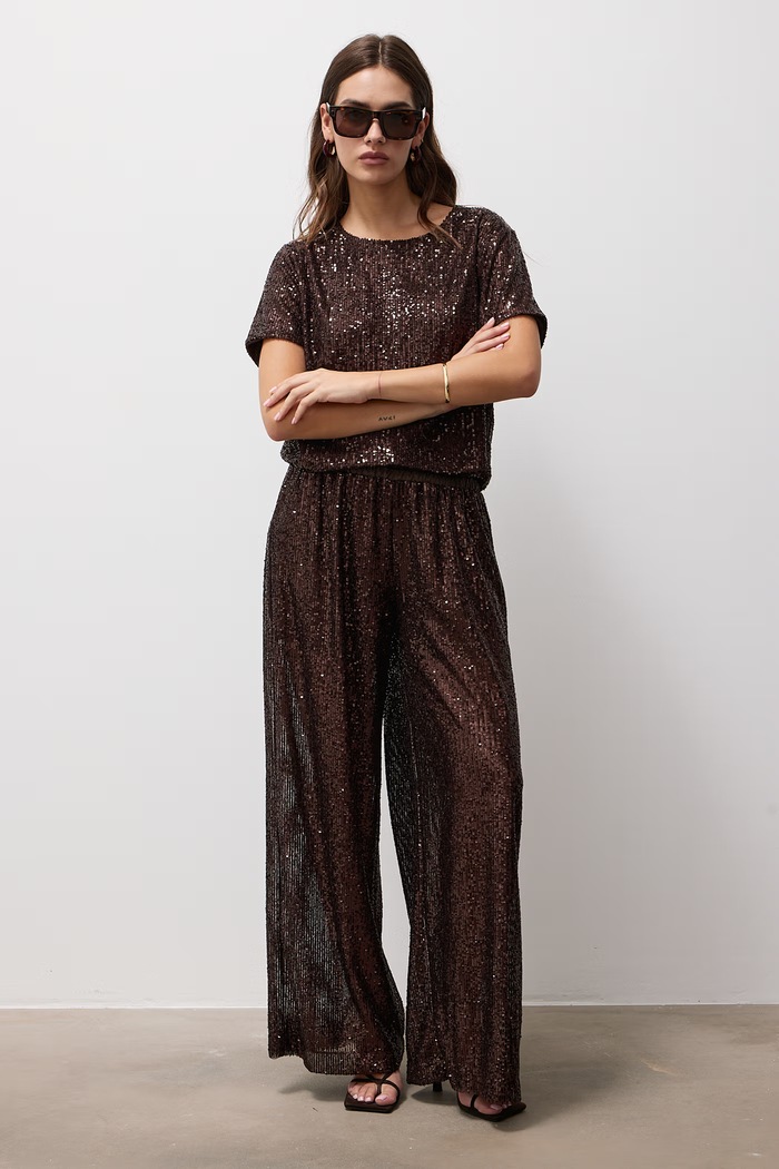 Answear.LAB Spodnie damskie brązowy AW26-004.itjr