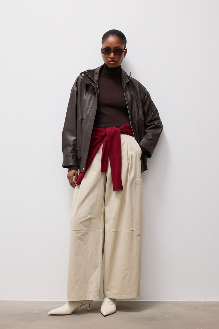 Answear.LAB Spodnie wide leg damskie bawełniane 95633.ijr beżowy WA26