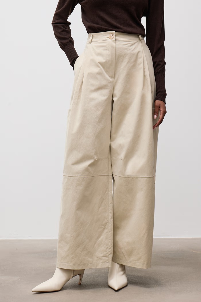 Spodnie wide leg damskie bawełniane Answear.LAB 95633.ijr beżowy