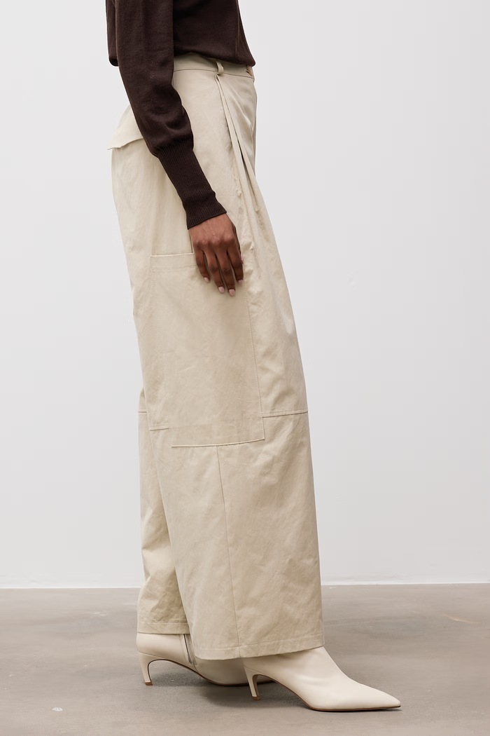 Spodnie wide leg damskie bawełniane Answear.LAB beżowy 95633.ijr