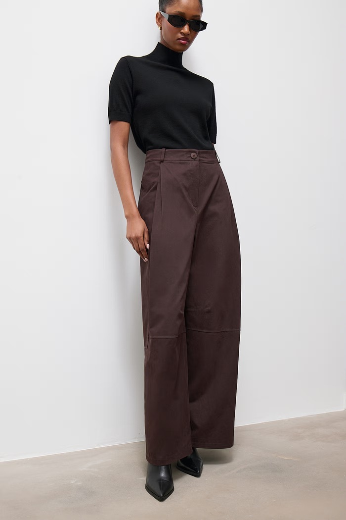 Answear.LAB Spodnie wide leg damskie bawełniane brązowy 95633.ijr