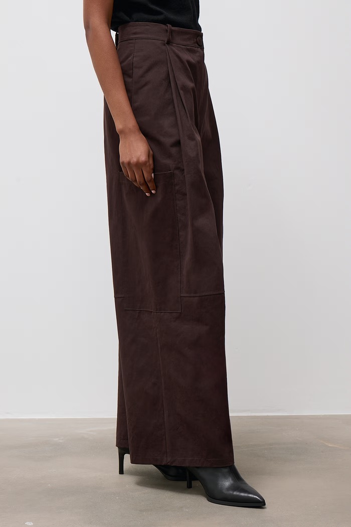 Spodnie wide leg damskie bawełniane Answear.LAB brązowy 95633.ijr
