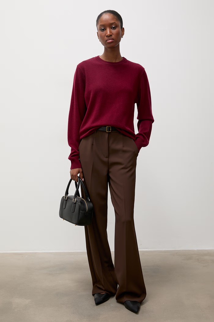 Answear.LAB sweter damski z wełny merino WA26.SWD000 bordowy WA26