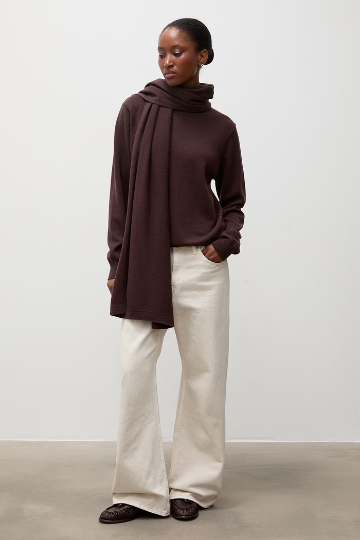 Answear.LAB sweter damski z wełny merino WA26.SWD000 brązowy WA26