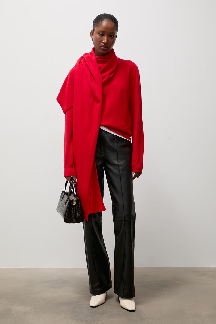 Answear.LAB sweter damski wełniany WA26.SWD001 czerwony WA26