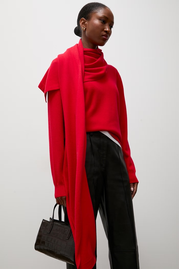 Answear.LAB sweter damski wełniany czerwony WA26.SWD001