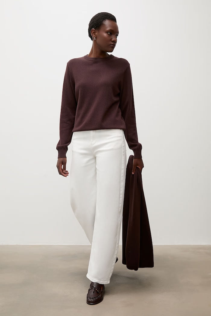 Answear.LAB sweter damski z wełny merino z szalem WA26.SWD001 brązowy WA26