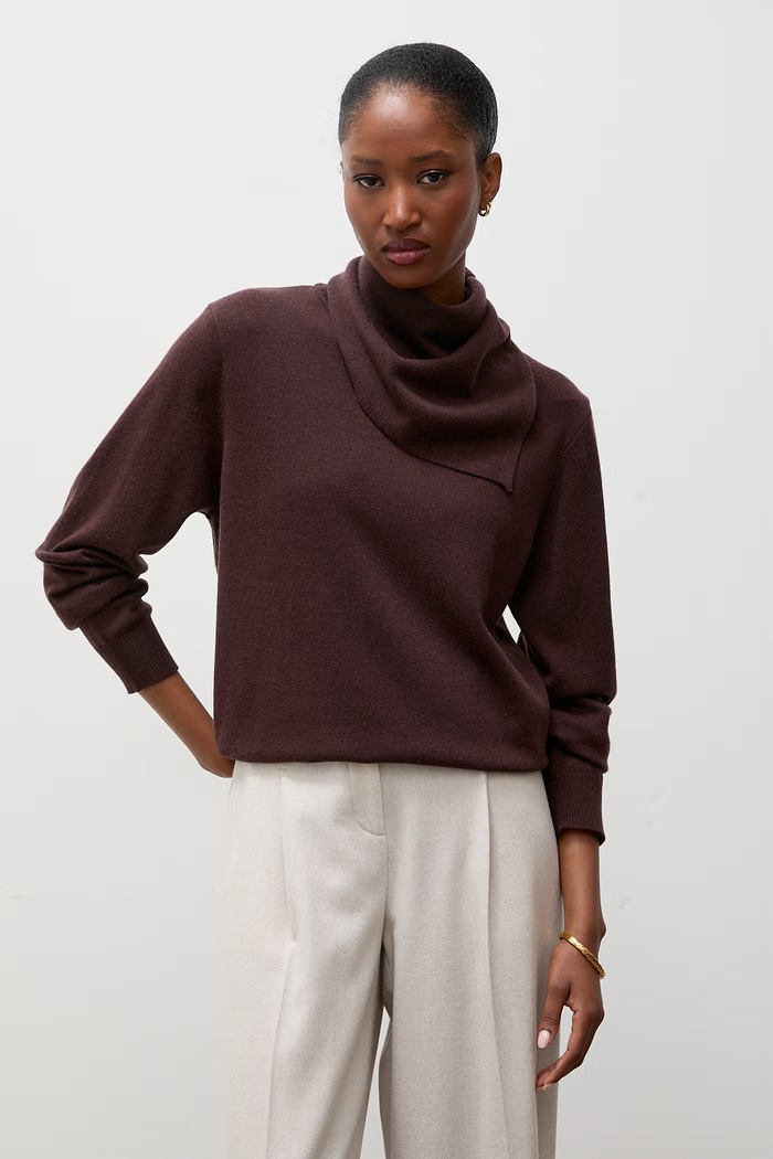 Answear.LAB sweter damski wełniany brązowy WA26.SWD002