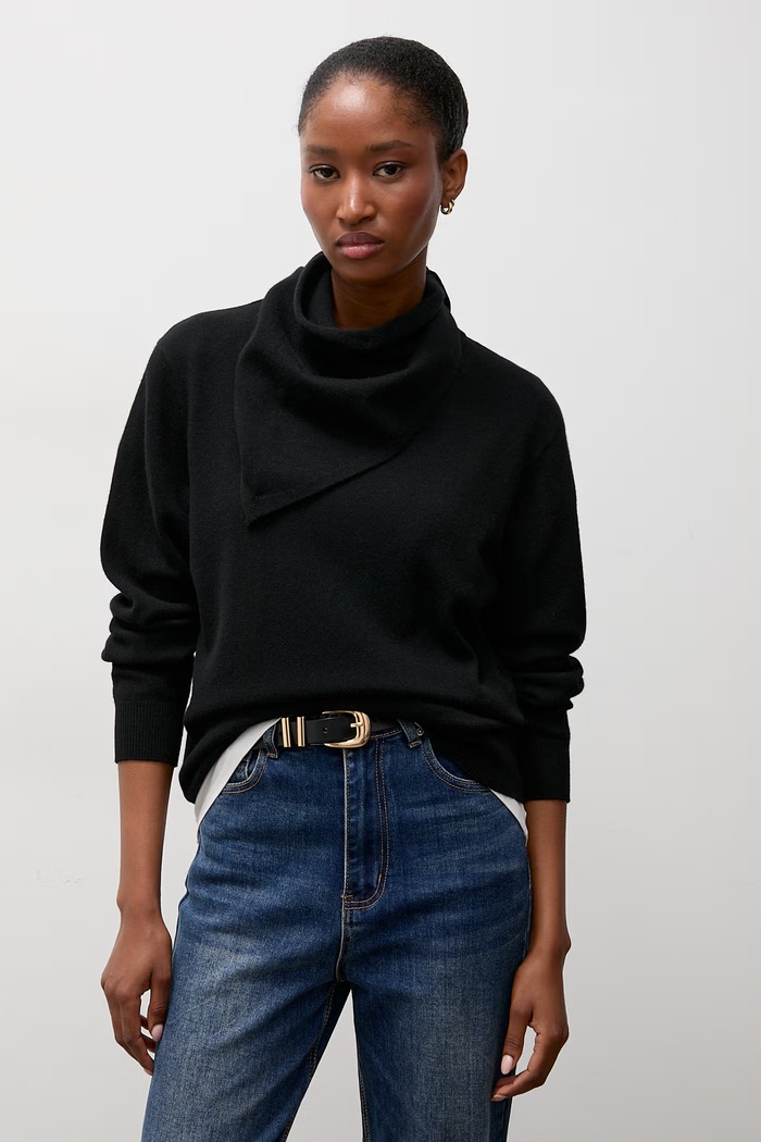 Answear.LAB sweter damski wełniany czarny WA26.SWD002