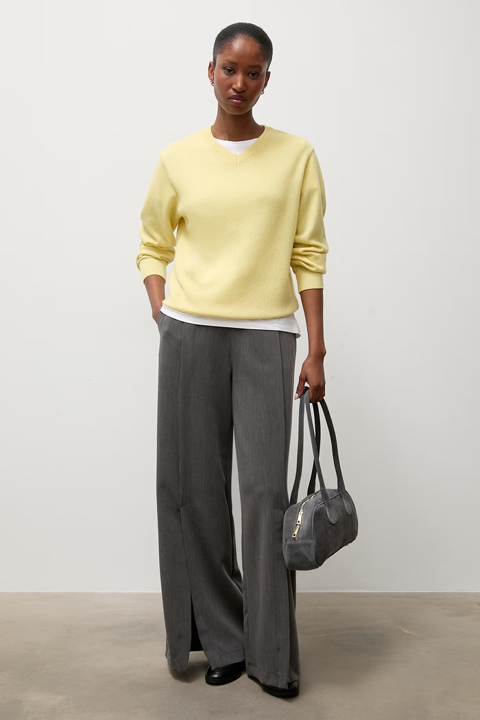 Answear.LAB sweter damski z wełny merino WA26.SWD005 żółty WA26