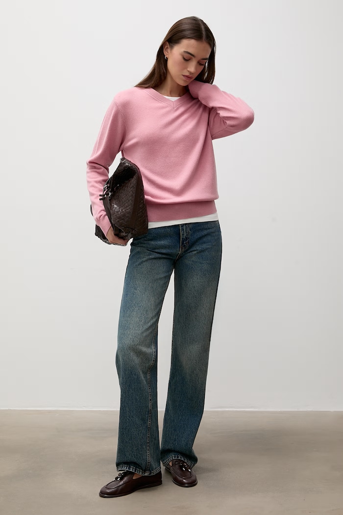 Answear.LAB sweter damski z wełny merino WA26.SWD005 różowy WA26