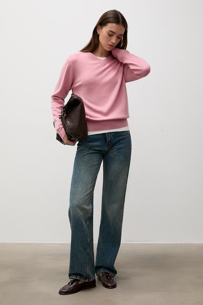 Answear.LAB sweter damski z wełny merino WA26.SWD005 różowy WA26