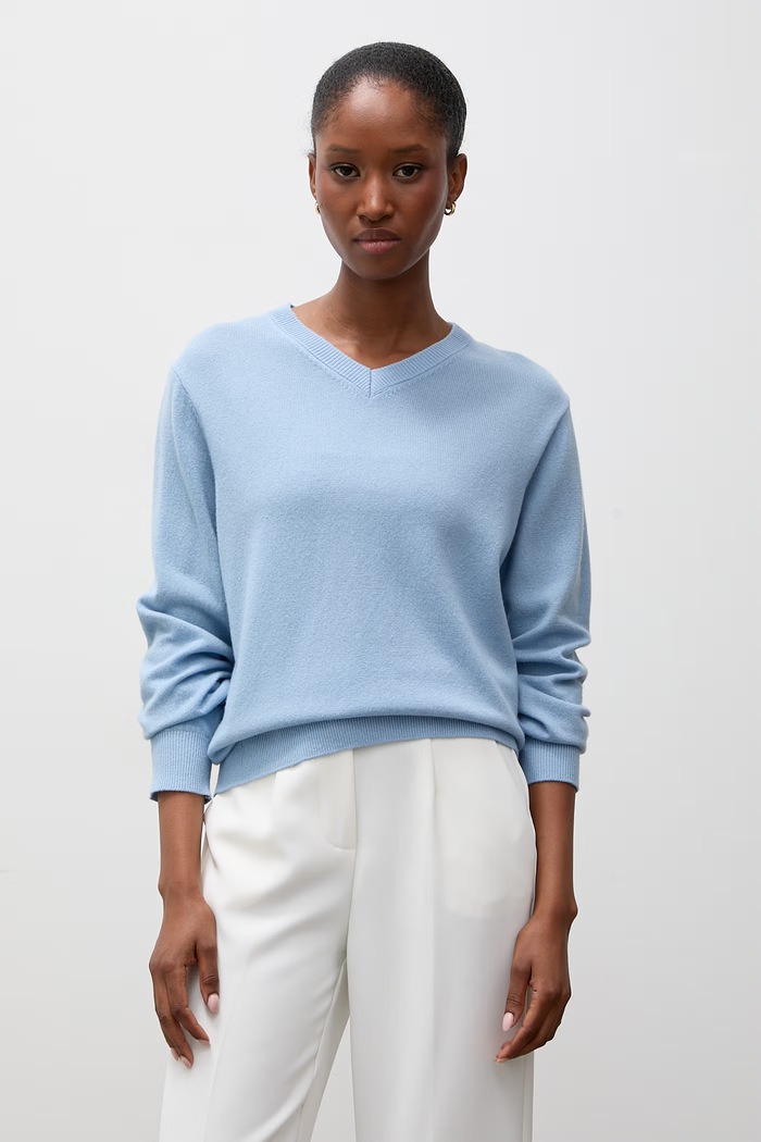 Answear.LAB sweter damski z wełny merino WA26.SWD005 niebieski WA26