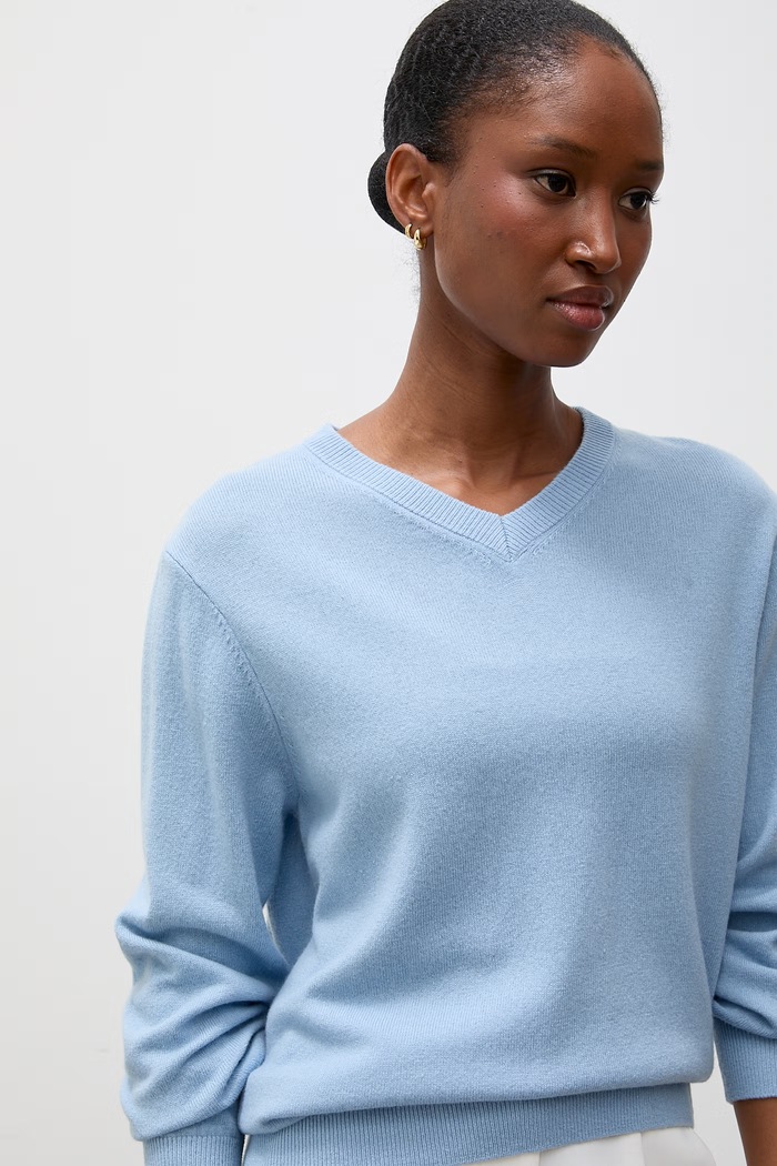 Answear.LAB sweter damski z wełny merino niebieski WA26.SWD005