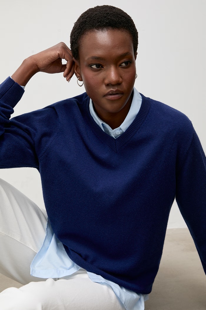 Answear.LAB sweter damski z wełny merino granatowy WA26.SWD005