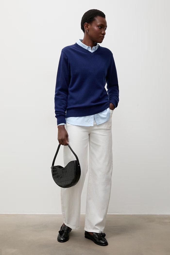 Answear.LAB sweter damski z wełny merino WA26.SWD005 granatowy WA26