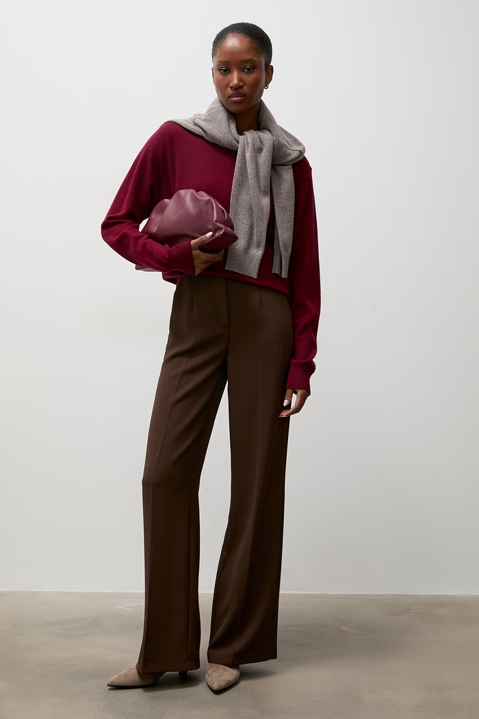 Answear.LAB sweter damski z wełny merino WA26.SWD005 bordowy WA26