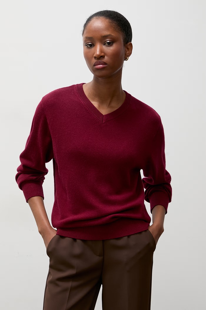 Answear.LAB sweter damski z wełny merino bordowy WA26.SWD005