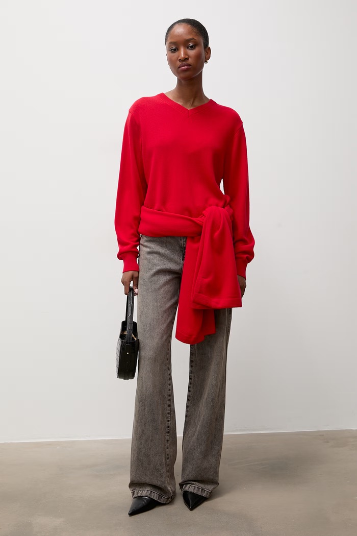 Answear.LAB sweter damski wełniany WA26.SWD006 czerwony WA26