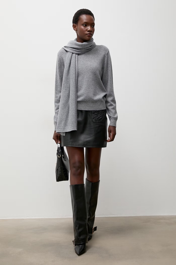 Answear.LAB sweter damski wełniany WA26.SWD006 szary WA26