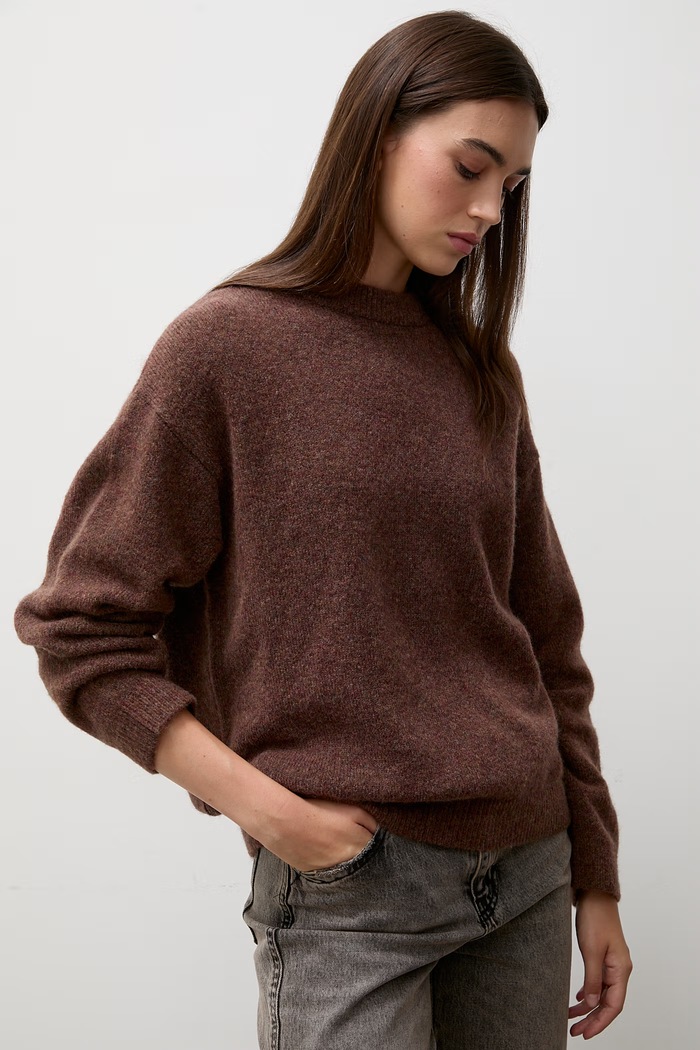 Sweter damski z wełną Answear.LAB HELEN brązowy