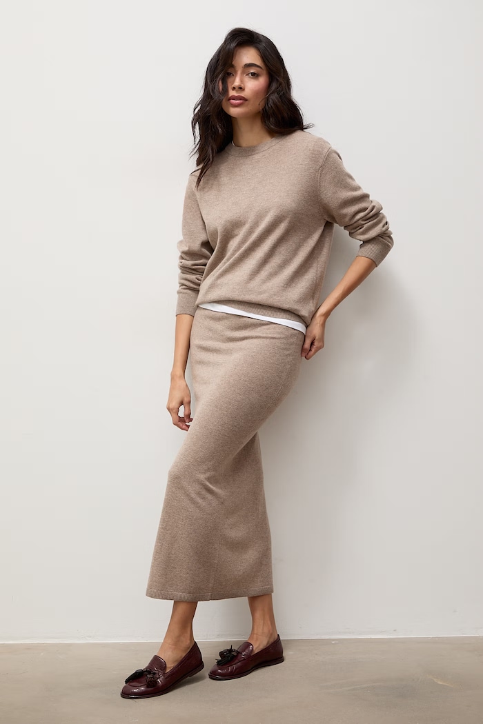 Answear.LAB Sweter damski z wełny merino VIKI brązowy WA26