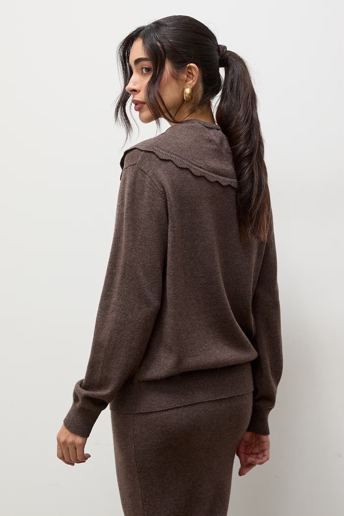 Odzież Answear.LAB Sweter damski z wełny merino VIKI brązowy