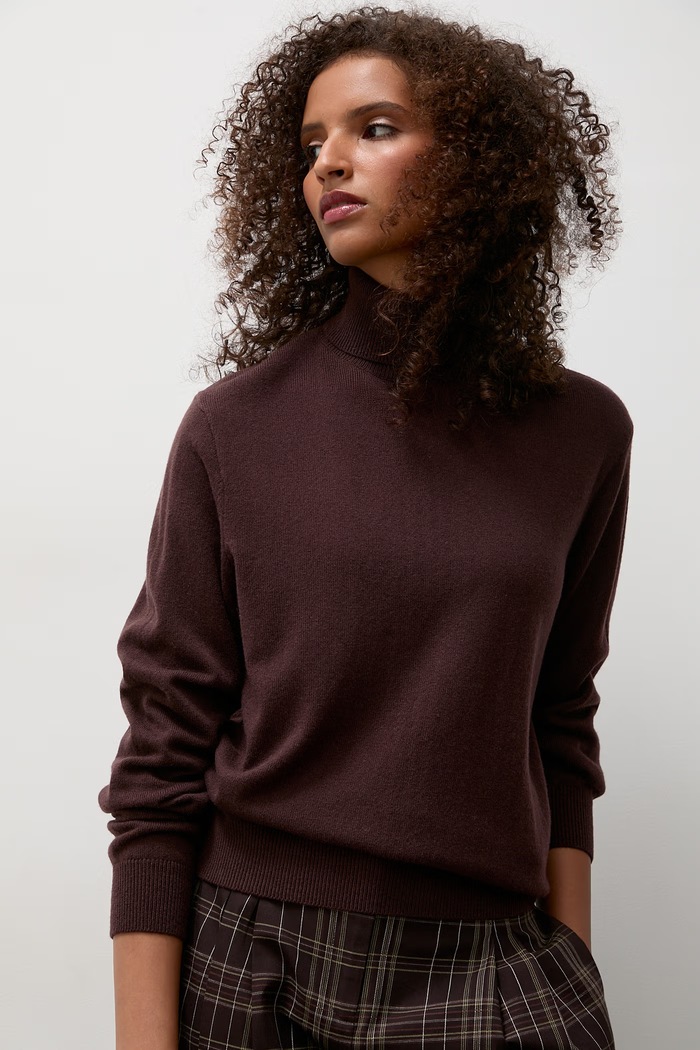 Answear.LAB Sweter damski z wełny merino brązowy CHRISTINA