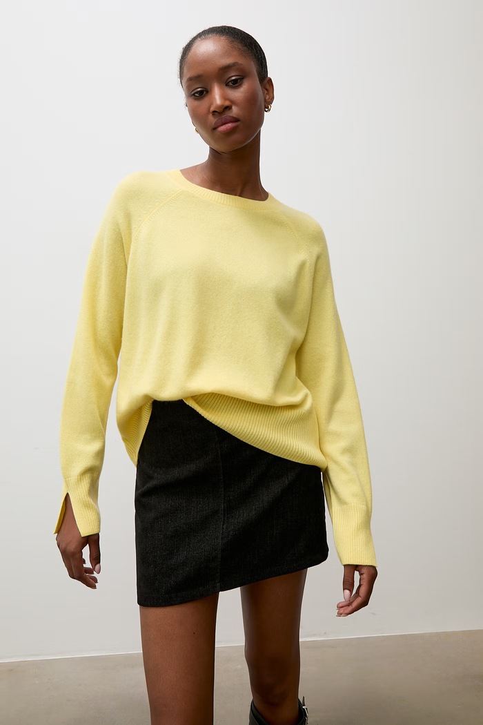 Answear.LAB Sweter damski wełniany żółty DAN-105