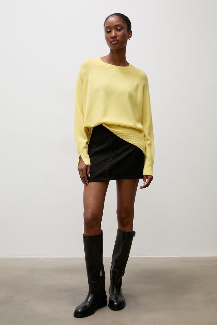 Answear.LAB Sweter damski wełniany DAN-105 żółty WA26