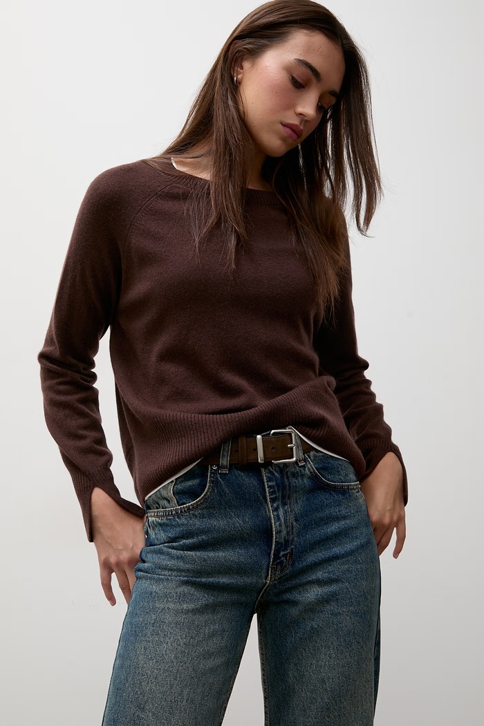 Answear.LAB Sweter damski wełniany brązowy DAN-105