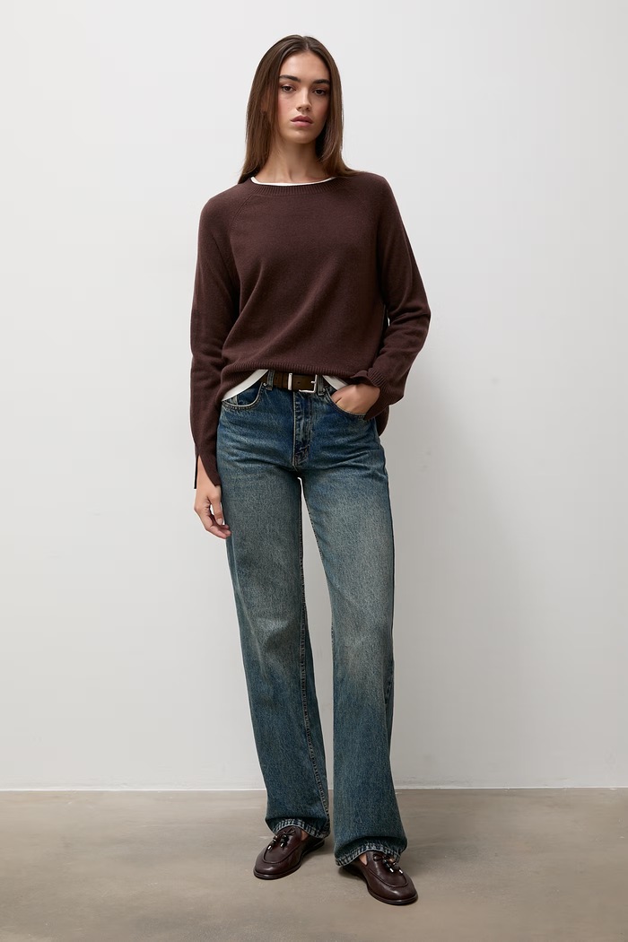 Answear.LAB Sweter damski wełniany DAN-105 brązowy WA26