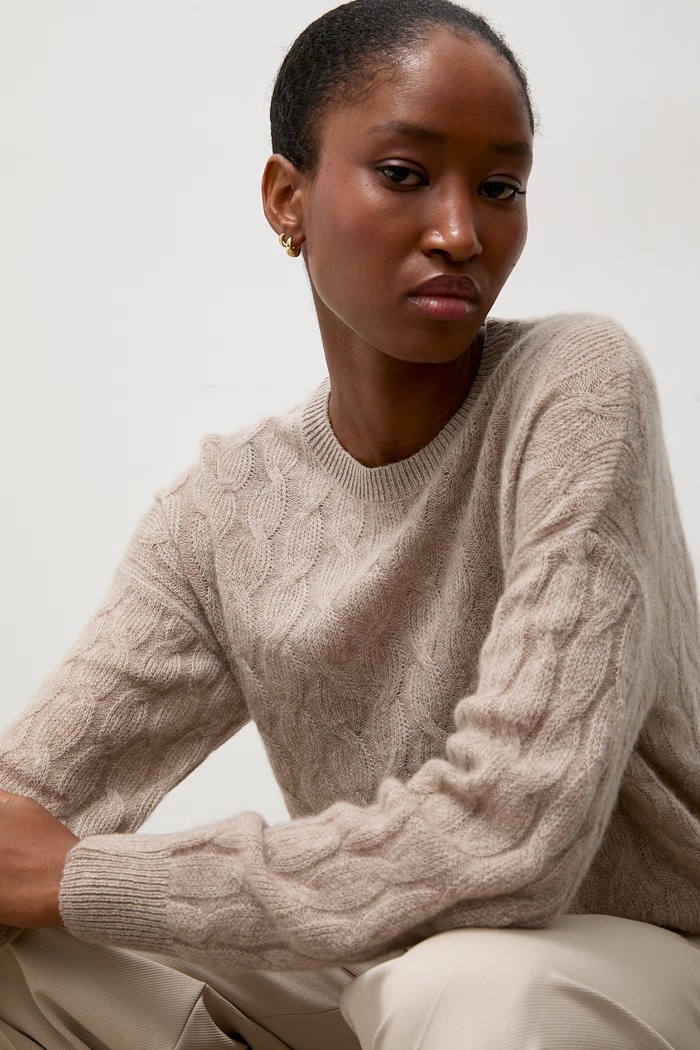 Answear.LAB Sweter damski kaszmirowy beżowy ZW25-822