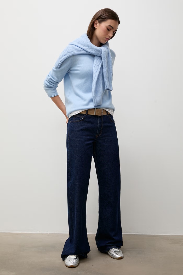 Answear.LAB Sweter damski wełniany ZW25-813 niebieski WA26