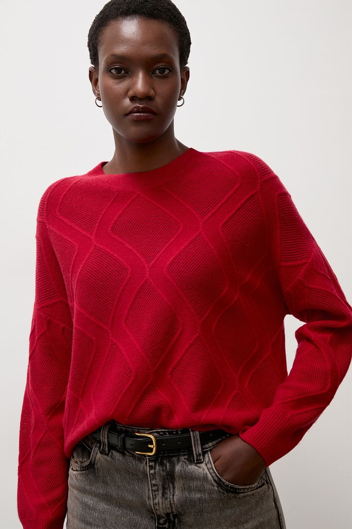 Answear.LAB Sweter damski wełniany czerwony ZW25-829