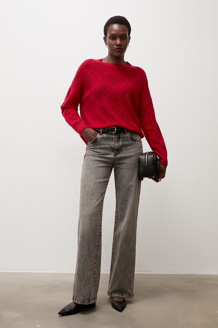 Answear.LAB Sweter damski wełniany ZW25-829 czerwony WA26