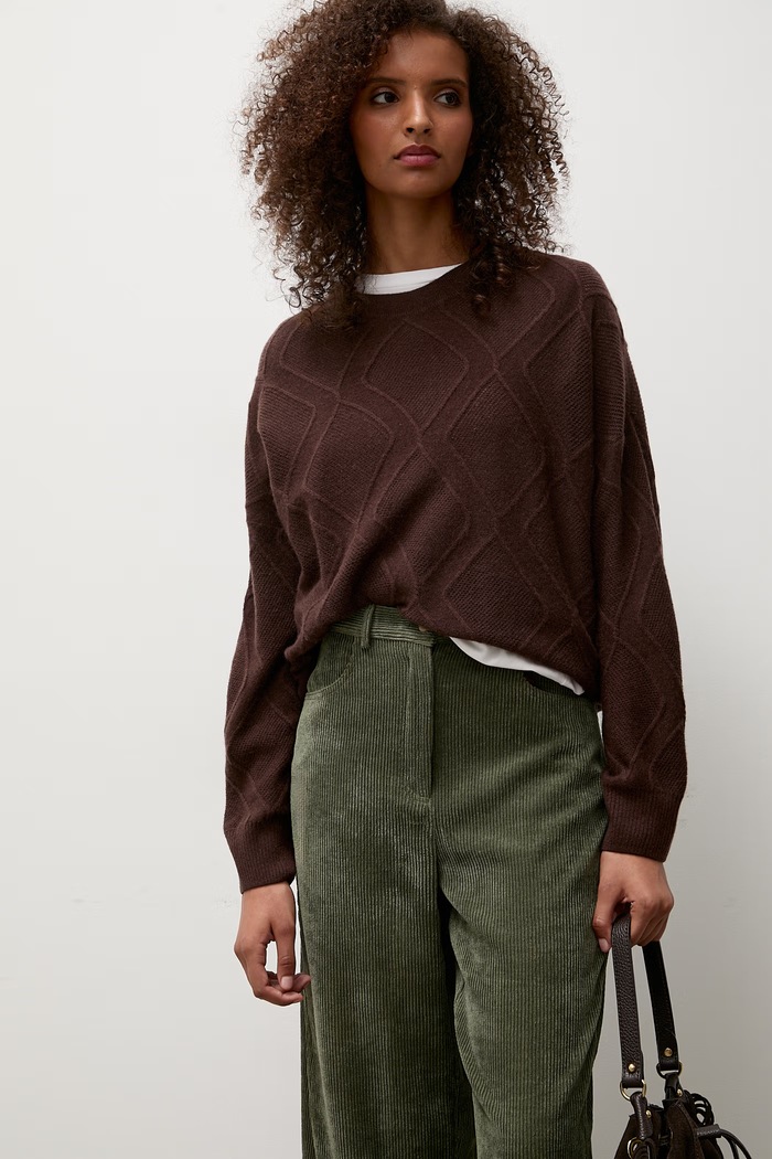 Answear.LAB Sweter damski wełniany brązowy ZW25-829